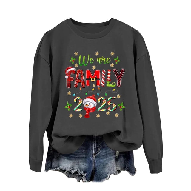 EHQJNJ Chandail en Molleton en Polyester pour Femmes, Motif de Chapeau de Noël, Pull à Col Rond, Manches Longues, Tendance