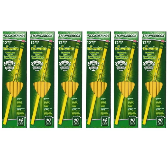 Ticonderoga tri-write Pencils, 12 Per Pack, 6 Packs