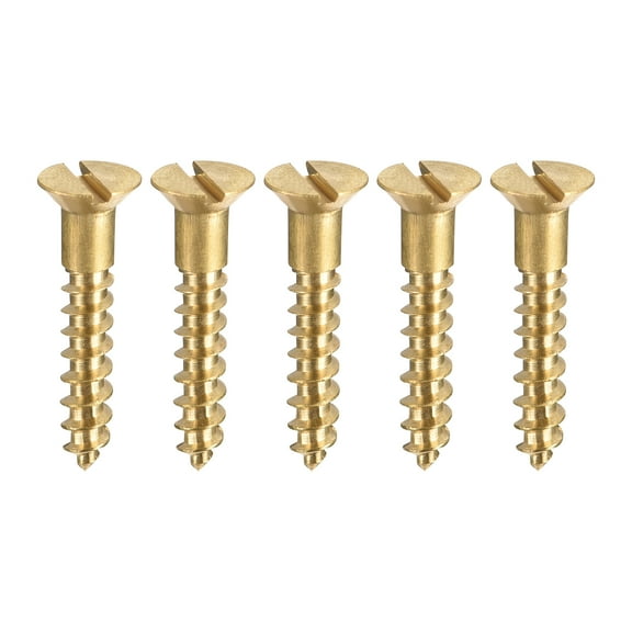 Uxcell M3.5 x 20mm Wood Screws Slotted Flat Head Brass Self-Tapping Screw 100 Pack