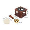 thumbnail image 2 of Wax Sealing Kit Sealing Wax Warmer with Copper Heating Spoon and Heart Candle and Wooden Tool Base, Vintage Beechwood Lacquer Small Melting Pot for Wax Sealing Stamp Making, 2 of 9