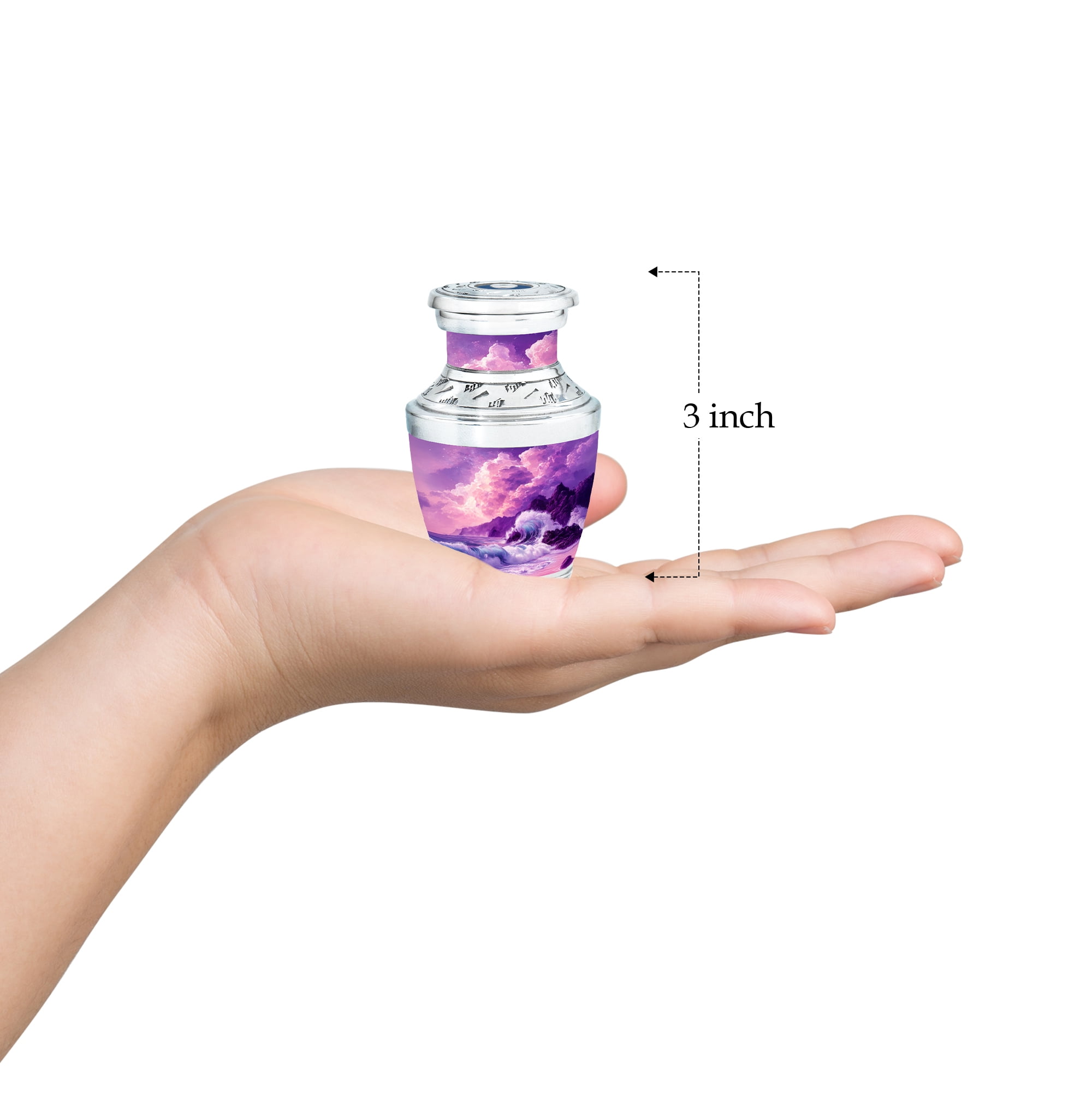 MUKTIVE Mountain Decorative Urn for Human Ashes for Male & Female - Funeral Purple Keepsake Urns for Adult Women - Cremation Mini Urn for Mom - 3 Inch