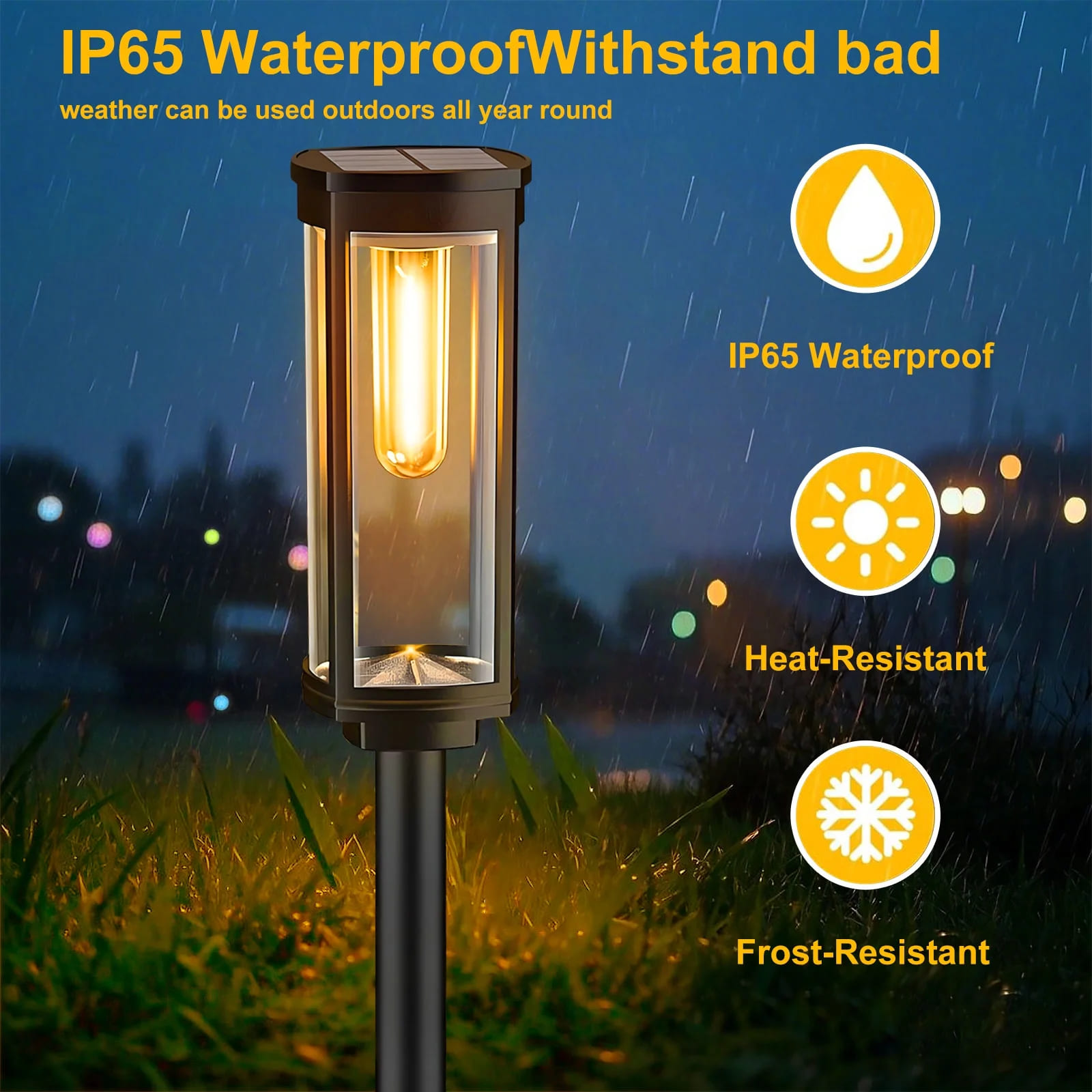 GLUAAE 8 Pack Solar Pathway Lights Outdoor - IP65 Waterproof Solar Powered Garden Lights with Warm White LED, Auto On/Off for Lawn, Patio, Walkway, Driveway Decor