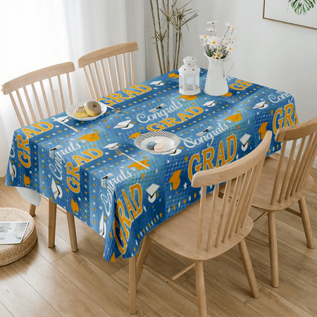

Graduation Tablecloth Decoration Congrats Grad Table Cover Class of 2023 Rectangular Tablecloth Graduation Party Supplies for Home School Indoor Outdoor Grad Accessory (#126 L-59x84 )