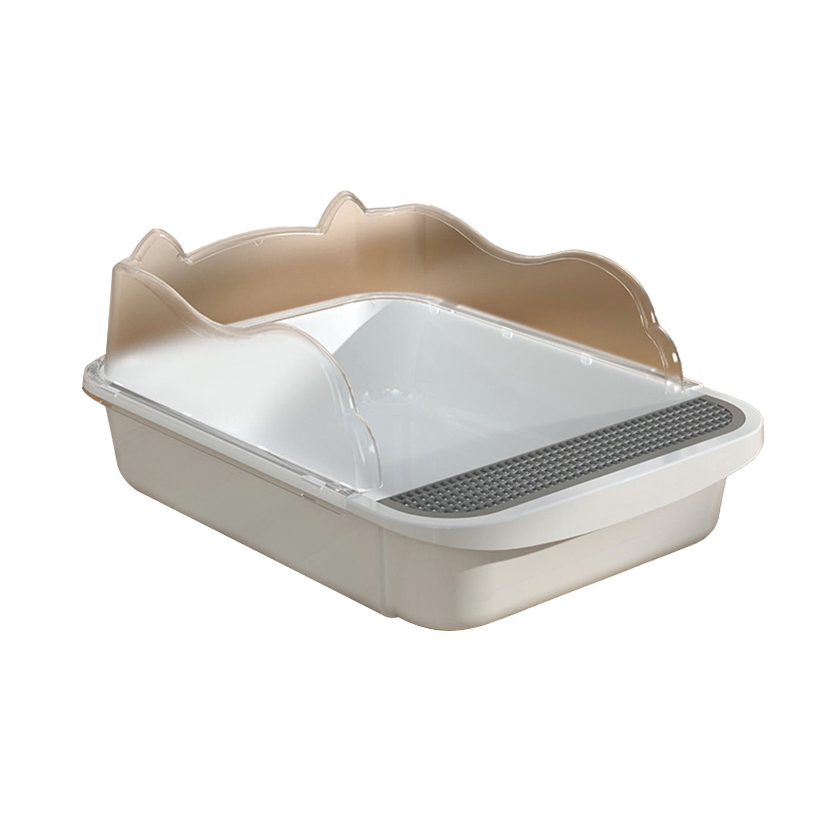 Semi Enclosed High Side Cat Litter Box with Splash Guard, Includes Litter Scoop and Hook, Large Plastic Tray for Indoor Cats, Leak Proof Design Easy to Clean