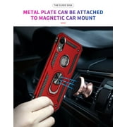 ULAK iPhone XR Case with Ring Holder, Heavy Duty Shockproof Kickstand Phone Case for Apple iPhone Xr for Men Boys Women Girls, Red