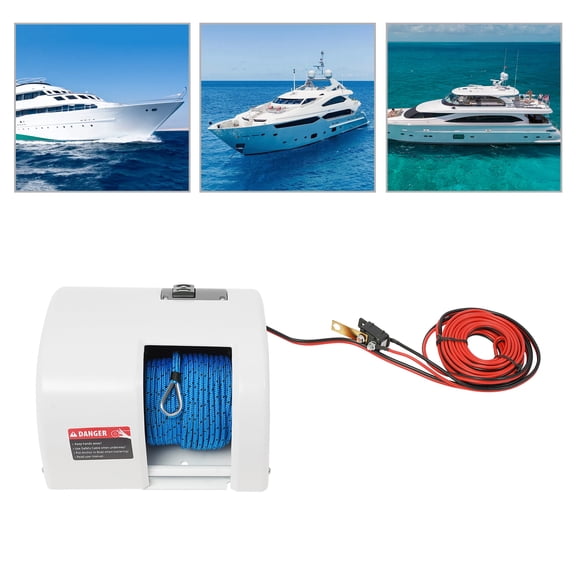 Boat Anchor Winch IP65 Waterproof Electric Windlass Anchor Winch White For Boats with 25lbs Boat Anchor