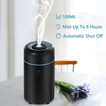 FVLOENG Essential Oils Aromatherapy Diffuser,Mini USB Mist Ultrasonic Air Scent Small Humidifier with 7 Colors Light,for Car Room Home Office Bedroom(100ML)black