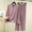 Purple, variant on Women's V-Neck Loungewear Two Piece Set Loose Long Sleeve Top and Straight Leg Full Length Pants Soft Breathable Casual Pajama Set Purple