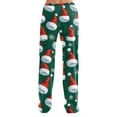 thumbnail image 5 of Women's Pajama Pants Sleepwear Casual Drawstring Elastic Waist Pants Comfy Straight Yoga Loose Trousers with Christmas Print, Fashionable Home Bottoms for Winter, Green, M, 5 of 7