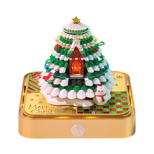 Calendario navideño de 2026 con reloj y luces, árbol de Navidad, notas artísticas, calendario artístico, escultura de papel, regalo, escultura, regalo de Navidad, adecuado para la escuela.