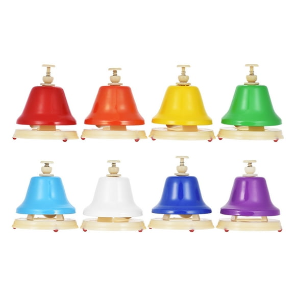 8 Notes Colorful Hand Bells Hand Bell Set Musical Percussion Instrument Iron & Material for Early Music Education