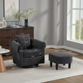 thumbnail image 2 of Rotary Armchair With Ottoman Set Modern Barrel Armchair With Removable Back Pillow 2 Armrest Covers For Living Room Bedroom Office Gray, 2 of 7
