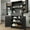 Black, variant on 72 Inch Fluted Kitchen Pantry Cabinet with Keyboard Drawers and 6 Door Shelves Adjustable, Modern Freestanding Storage Cupboard with Built-in Spice Rack for Bathroom, Dining Room and Entryway, White