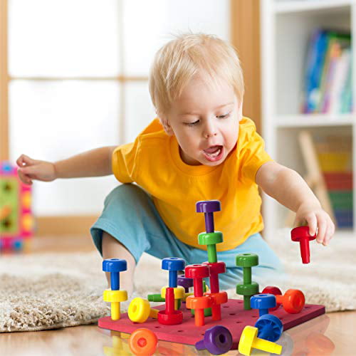 Patterned Stacking Peg Board Set ToyMontessori Occupational Therapy Early for 