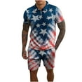 thumbnail image 2 of jsaierl Men's 4th of July Outfits 2 Piece Patriotic Red White and Blue Graphic Tees Regular Fit Round Neck Top and Plus Size Drawstring Shorts Sets Track Suits, 2 of 5