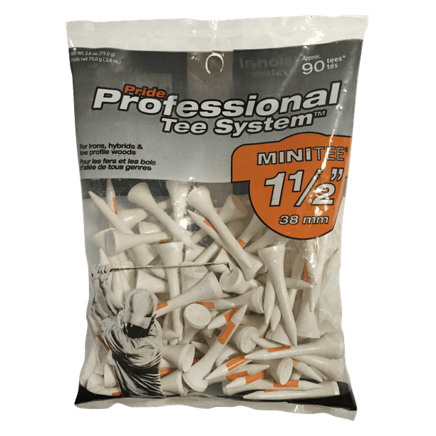 Pride Professional Tee System 11/2Inch Mini Wood Golf Tee, White