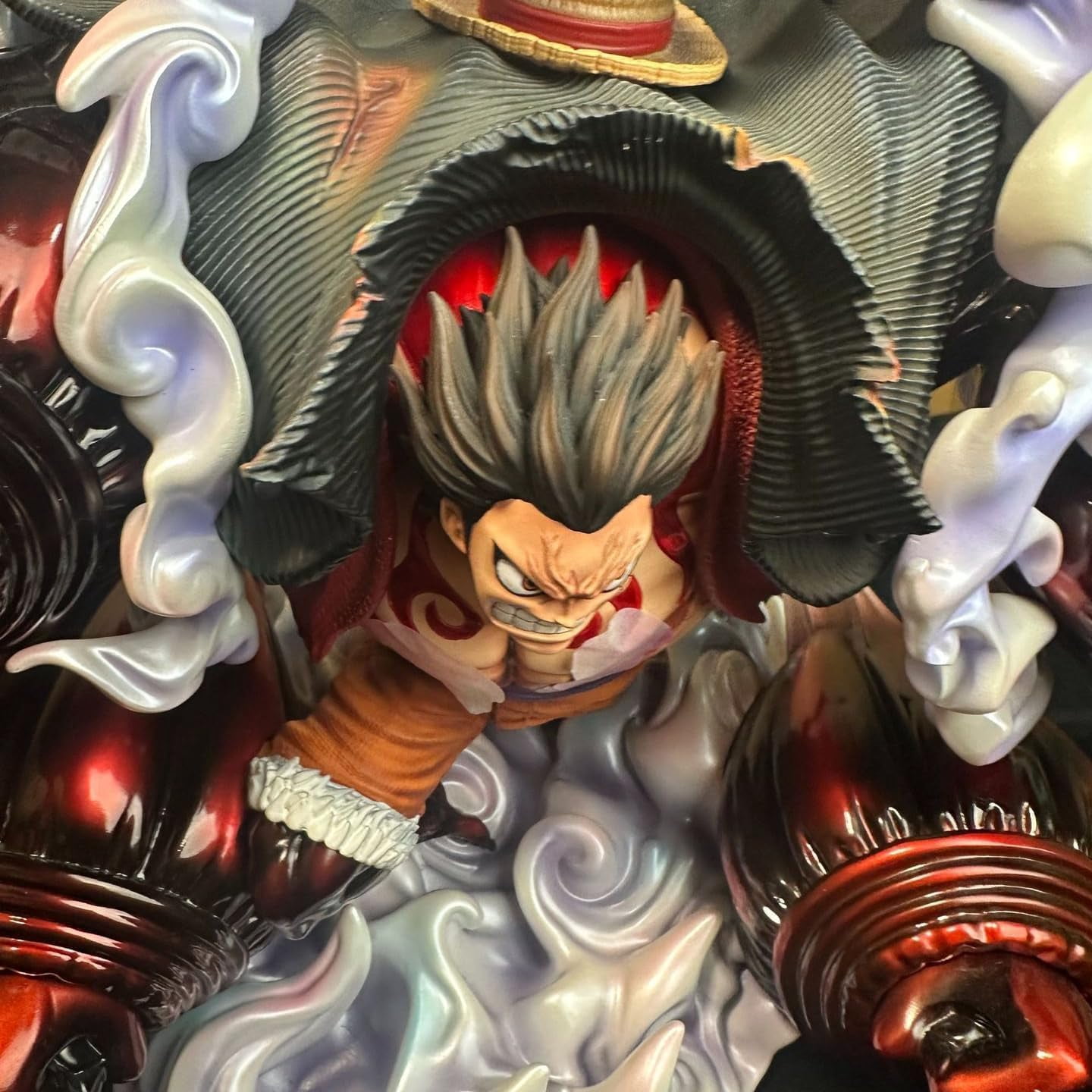 Luffy Figure Fourth Gear Luffy Figures Big Size Luffy Figures Statue PVC Handmade Collectible Model Decoration for Anime Fans (White)