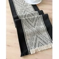 thumbnail image 3 of Fennco Styles Diamond Weave Fringe Cotton Blend Table Runner 14" W x 104" L - Black Geometric Rectangular Table Cover for Boho Décor, Dining Table, Banquets, Family Gatherings, 3 of 7