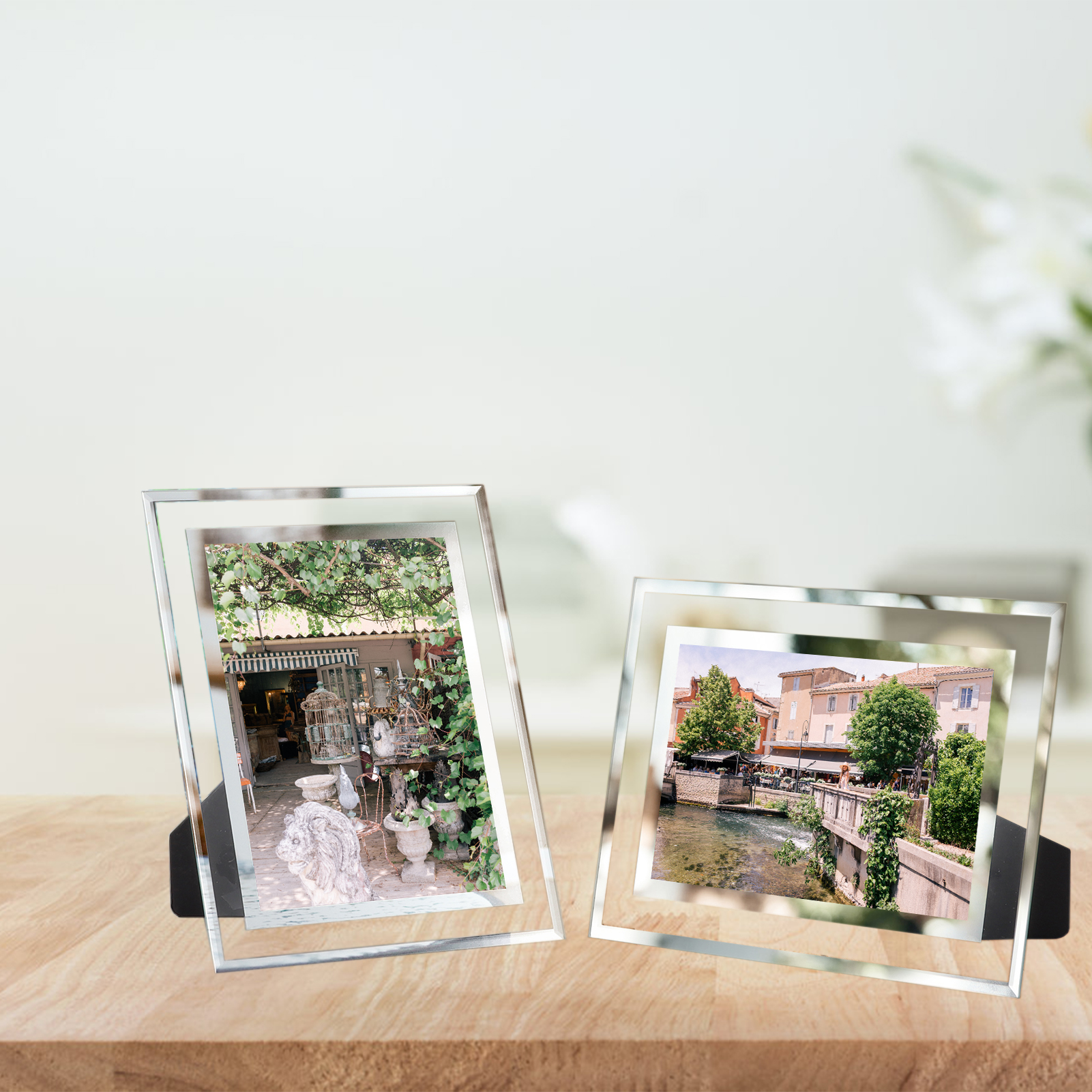12 Packs 5x7 Glass Picture Frames, Clear Mirror Silver Wedding Photo Frames, Only for Tabletop Display