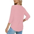 thumbnail image 4 of Women's Striped T-Shirts Casual Crewneck Tops Half Sleeve Tunic Shirts Classic Fit Tees Summer Top, 4 of 7