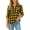 Yellow, variant on Lenpel Long Sleeve Shirts for Women Fall Plaid Collared Button down Shirts with Pockets Fashion Curved Hem Tops(Yellow,X-Large)