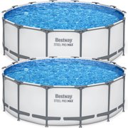Bestway Steel Pro MAX 14' x 48" Round Above Ground Swimming Pool with Pump & Cover, 2 Pack