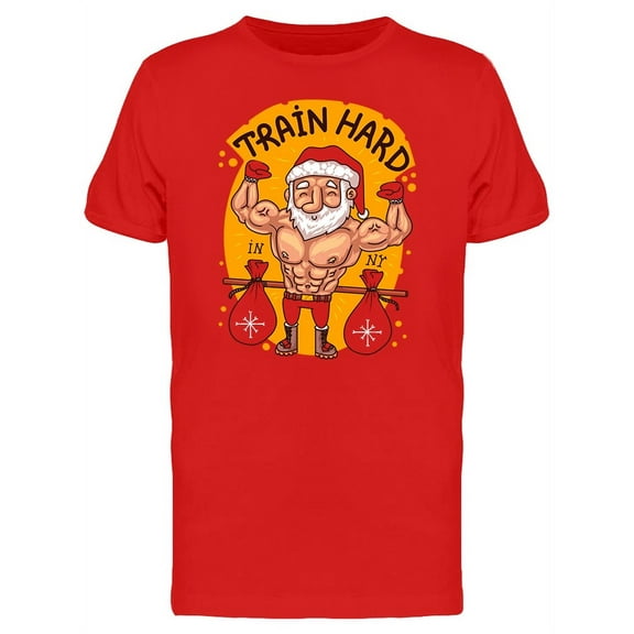 Bodybuilder Santa Graphic T-Shirt Men -Image by Shutterstock, Male XX-Large