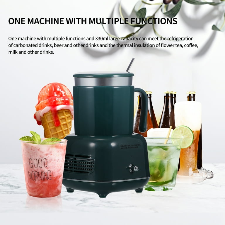 330ml Electric Drink Cooler USB Powered Detachable Multifunctional Instant Heating Kettle Mini Refrigerator for Home Picnic Office, Size: 11, Green