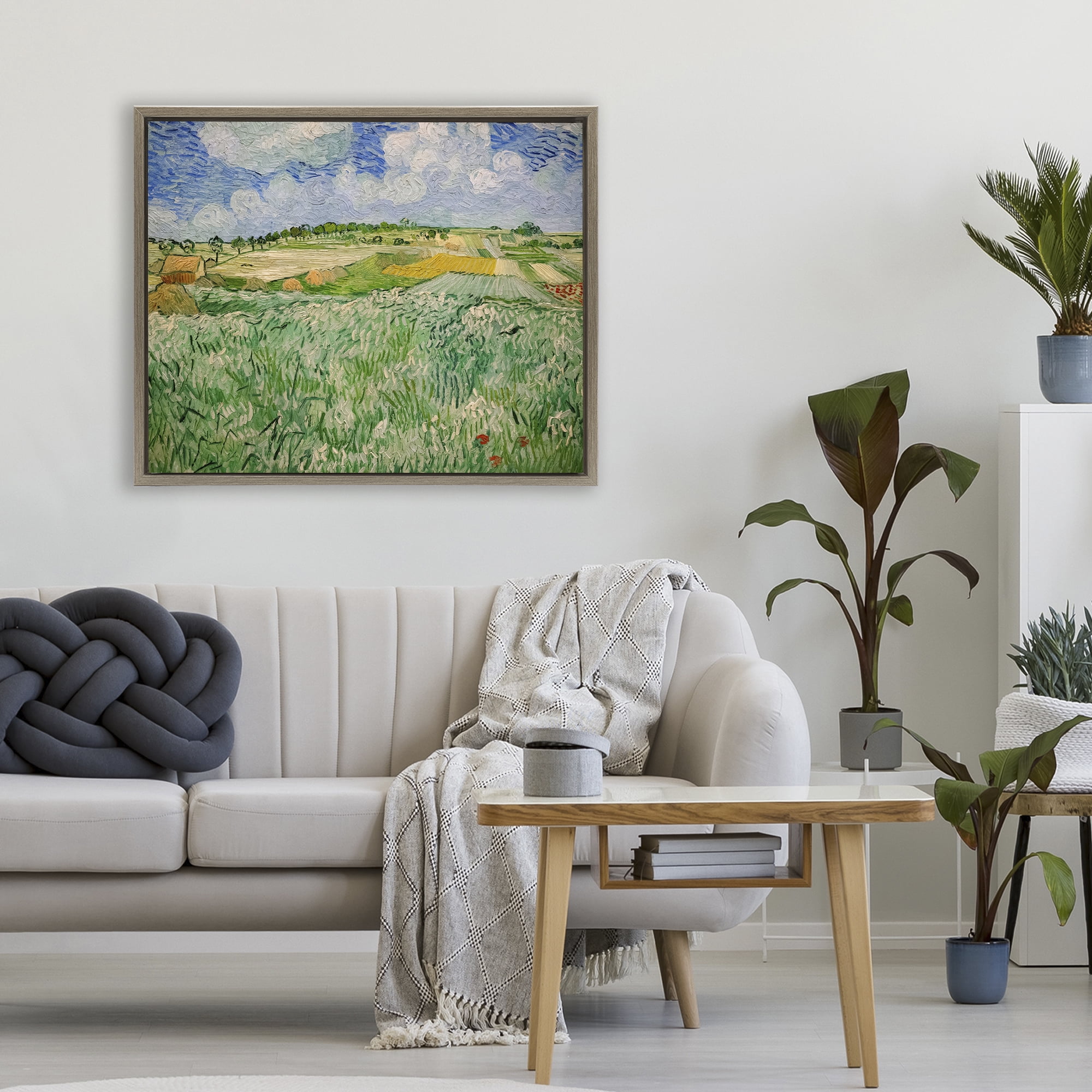 Stupell Industries Plain Near Auvers Painting Brown Framed Floater Canvas Wall Art, design by Vincent Van Gogh