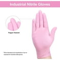 thumbnail image 2 of Gants en Nitrile Roses, 3-mil, Gants Industriels Roses Jetables Sans Latex, Gants de Nettoyage Roses, Boîte de 100 Unités, 2 of 5