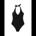 thumbnail image 1 of Trajes de Baño de una Pieza con Control de Abdomen para Mujer, Trajes de Baño Push Up con Cuello Halter Negro M, 1 of 9