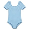 thumbnail image 3 of CHICTRY Justaucorps de Gymnastique à Manches Courtes pour Filles, Extensible, Ballet, Danse, Bleu 6, 3 of 7