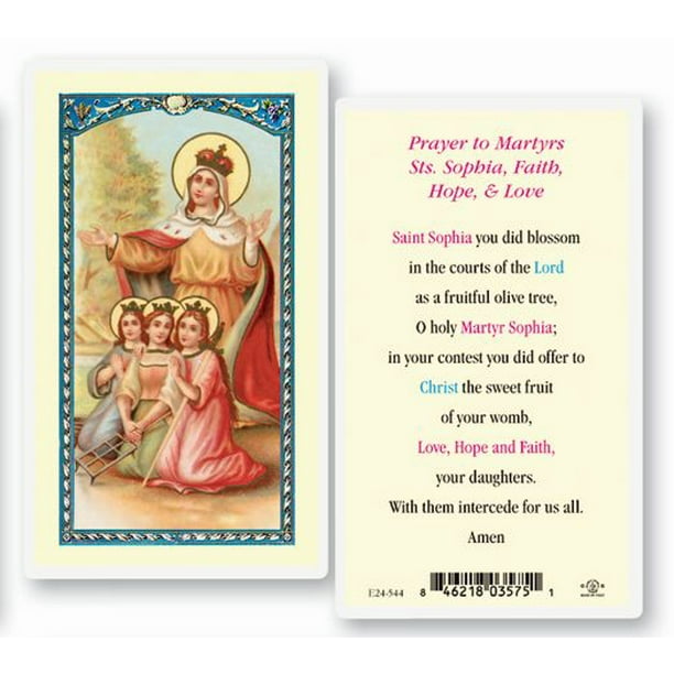 Prayers To Martyrs Saints Sophia, Faith, Hope, And Love Laminated Holy ...