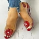 thumbnail image 4 of Studded Flower Design Transparent Sandals See-through Rhinestone Wedge Heel Sandals Lady's Casual Shoes41, 4 of 5