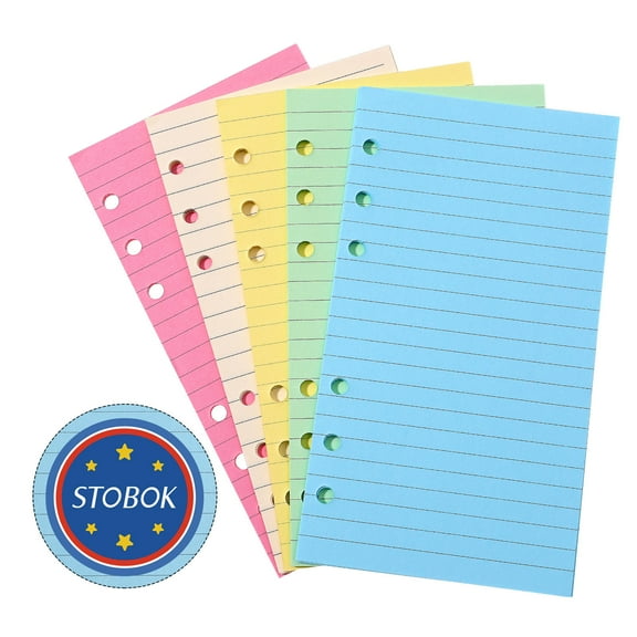 GOOHOCHY STOBOK 50 Pages Colorful 6-Hole Ruled Loose Leaf Planner Refill Paper for Organizers and Binder Notebooks