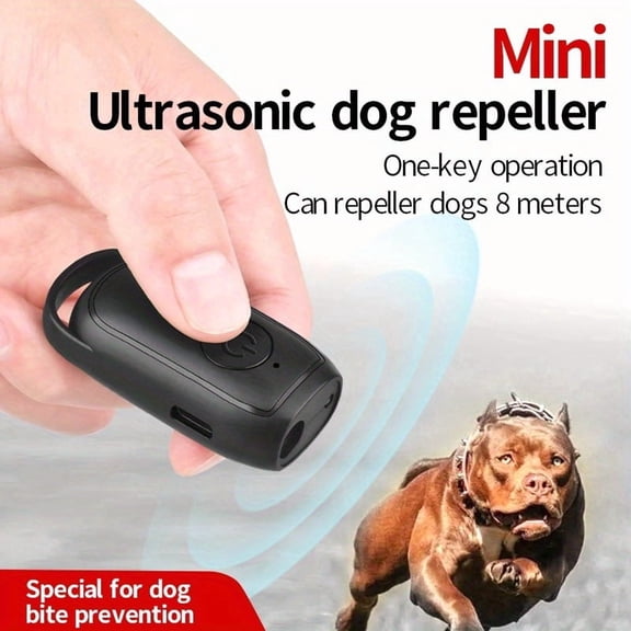 AIYIGE Mini Ultrasonic Dog Repellent - Portable Bark Control Device with LED Light, Outdoor Pet Deterrent for Walking, Hiking and Camping