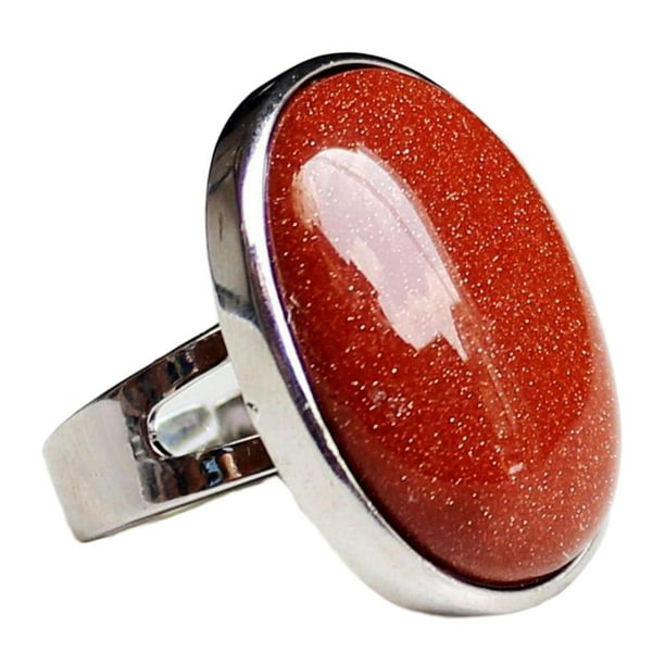 Vintage Moonstone Gemstone Oval Wedding Band Aniversario Mujer - Rojo Sunnimix Anillo ovalado de Cystal
