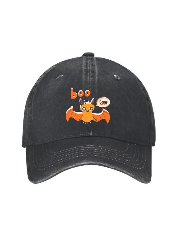 Halloween Bat Crew Shirt Baseball Cap, Washed Cotton Dad Hat