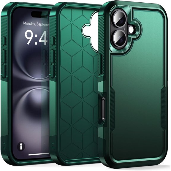 for iPhone 16 Case, [Shockproof] Military Grade Proof Protection [Dropproof] Rugged Protective Heavy Duty Phone Case Cover for iPhone 16 (Green)