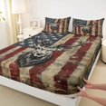 thumbnail image 4 of Castle Fairy Vintage USA Flag Deer Queen Sheets 4 Pieces,Retro Jungle Animal Queen Sheet Sets,Red Black Tan,1 Fitted Sheet, 1 Flat Sheet and 2 Pillowcases, 4 of 6