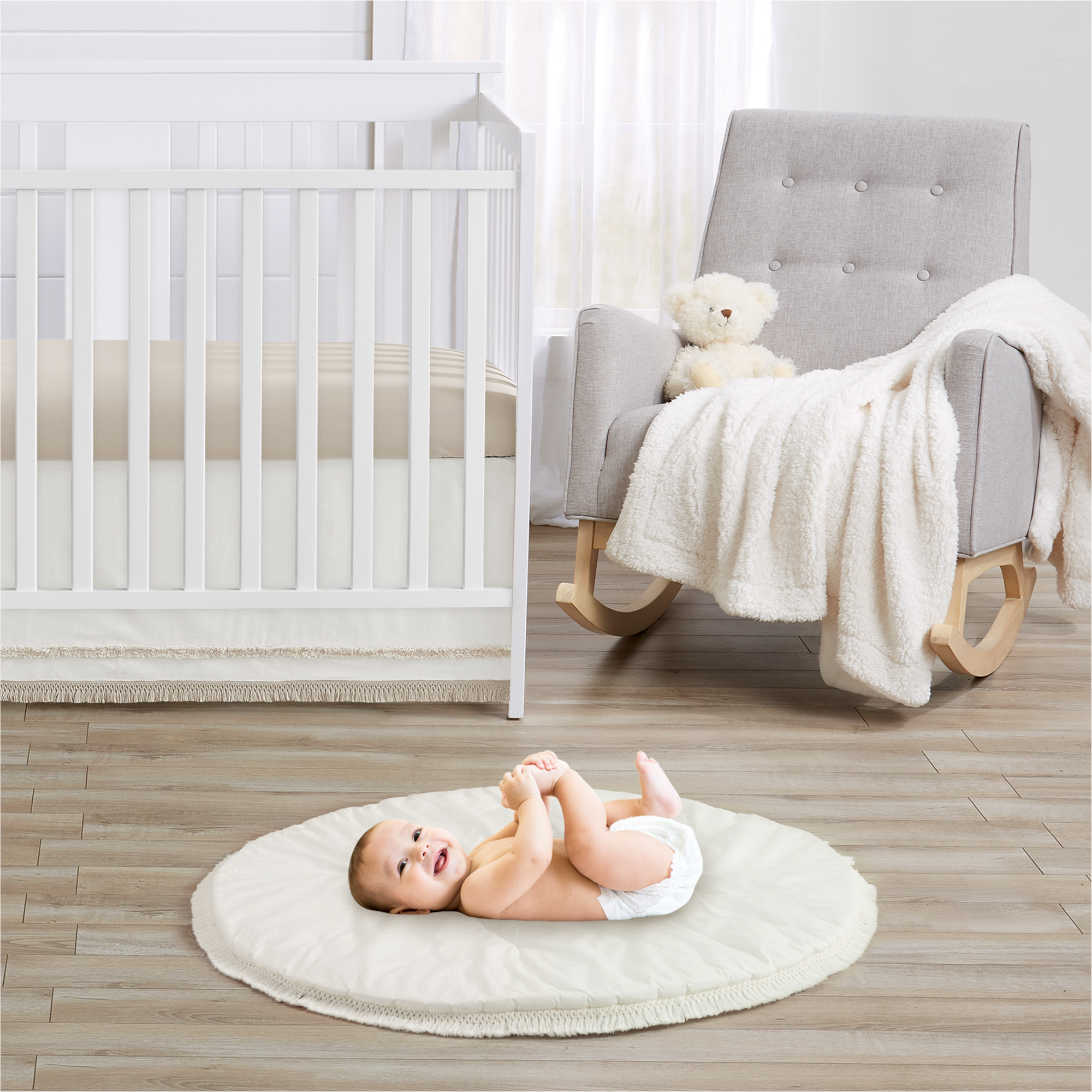 Sweet Jojo Designs Tufted Sun Ivory and Taupe Baby Play Mat