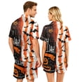 thumbnail image 5 of IYYVV Couple Matching Halloween Pajama Set Witch Skeleton Silk Satin Sleepwear Button Down Short Sleeve 2 Piece Lounge Set White L, 5 of 5