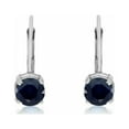thumbnail image 2 of Natural Sapphire 14k White Gold Plated Silver Earrings Leverback Earrings, 2 of 2