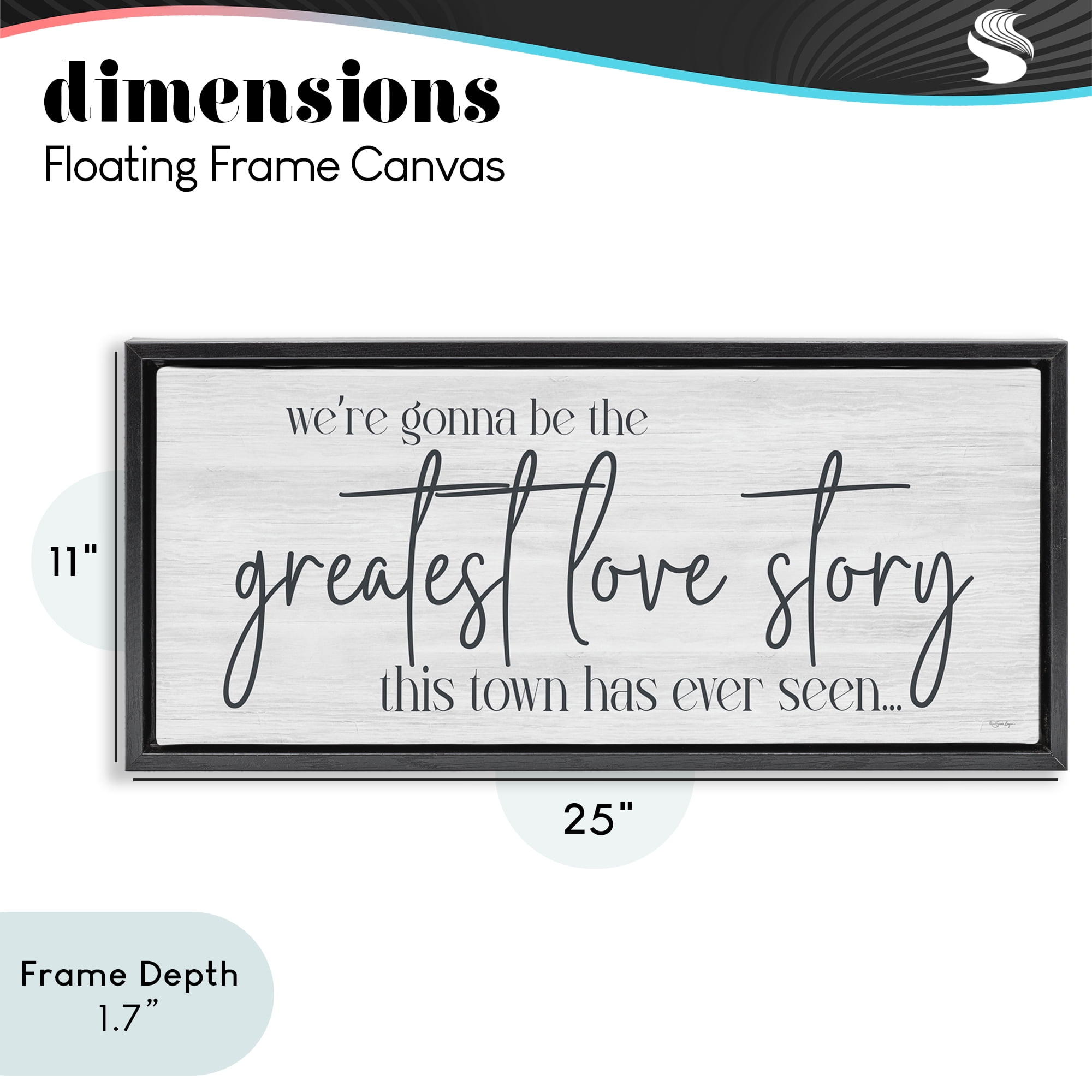 Stupell Industries Greatest Love Story Message Black Framed Floater Canvas Wall Art, design by Susie Boyer