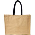 thumbnail image 7 of Vintage Style Jute with Cotton Pocket Reusable Large Tote Grocery Shopping Bag - Navy, 7 of 7
