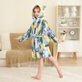 thumbnail image 4 of FORMRS Niños Bathrobe Unisex Hooded Robe Soft Plush Pajamas Sleepwear, Size 2-3T, Cartoon Lemon Leaves, 4 of 7