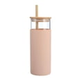 thumbnail image 1 of Vaso de vidrio con tapa de bambú, funda protectora de silicona, mango de tapa de bambú, aislado, reutilizable, vaso de vidrio con para cocinar Cocina Gimnasio Naranja BLESIY Vaso, 1 of 7