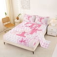thumbnail image 2 of Erosebridal Pink Initial Letter T Kids Bed Sheets,Geometric Checkered Cute Bowtie King Sheets For Girls 4 Pieces, 2 of 6