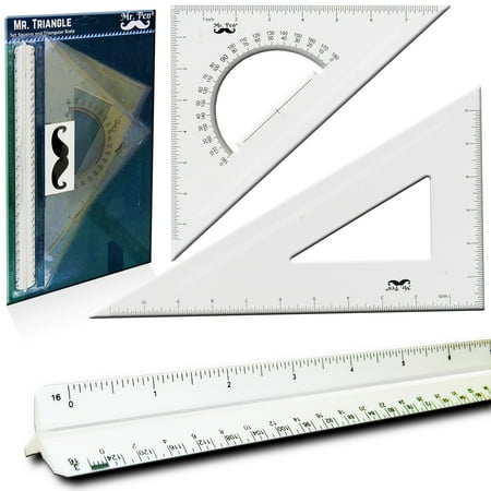 Mr. Pen- 3 Pc Large Triangular Ruler Set, Triangular Scale, 11 Inch 30/60 and 8 Inch 45/90 Triangles