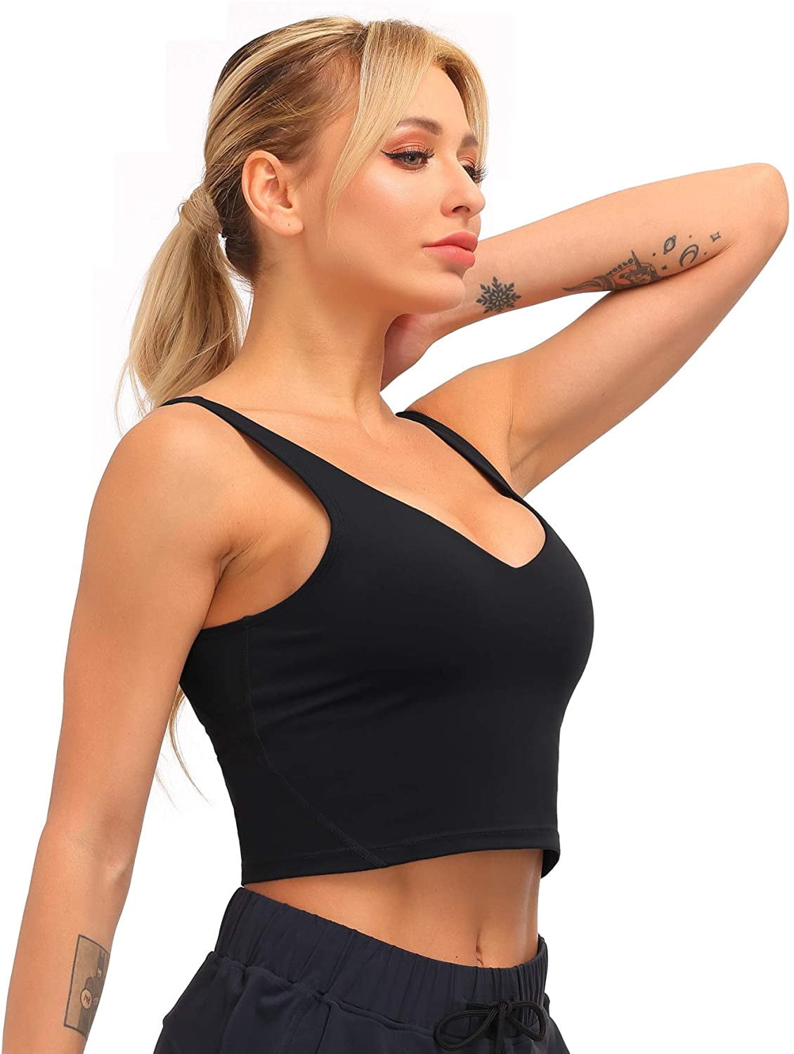 Dragon Fit Sports Bra for Women Longline Padded Yoga Bra Medium Impact Crop  Tank Tops for Workout,Fitness,Running (Small, Black) : : Clothing,  Shoes & Accessories